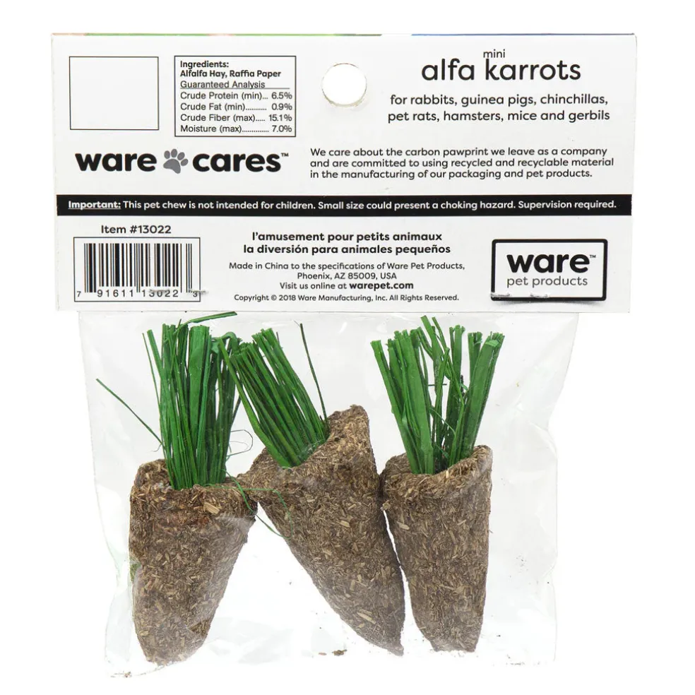 Ware Mini Alfa Karrots Chew Treat for Small Animals, 3-count