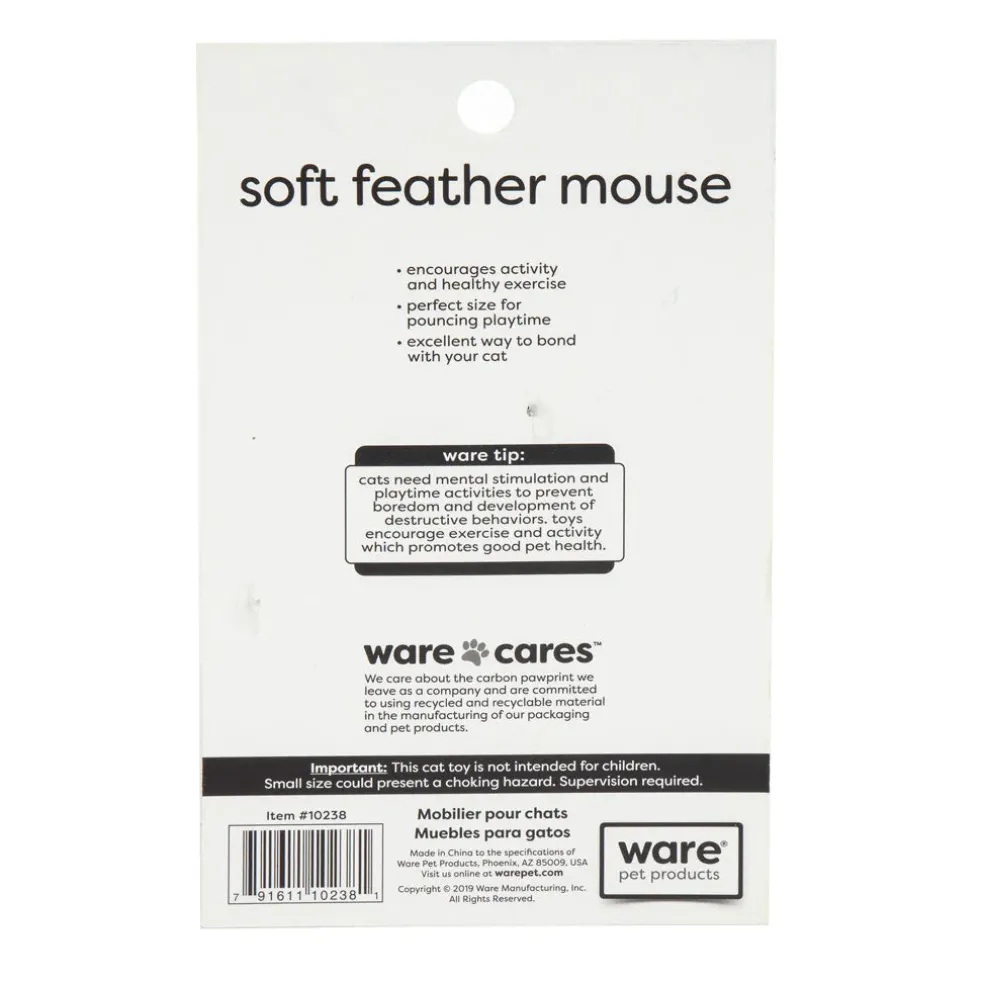 Ware Soft Feather Mouse with Catnip Cat Toy, 1 count