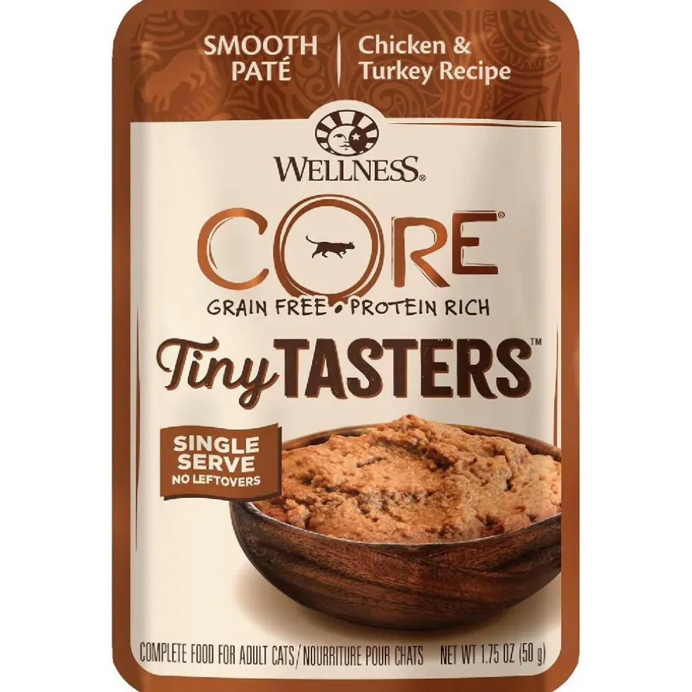 Wellness CORE Tiny Tasters Grain-Free Smooth Pate Chicken & Turkey Wet Food for Cats (1.75 oz x 12 pouches)