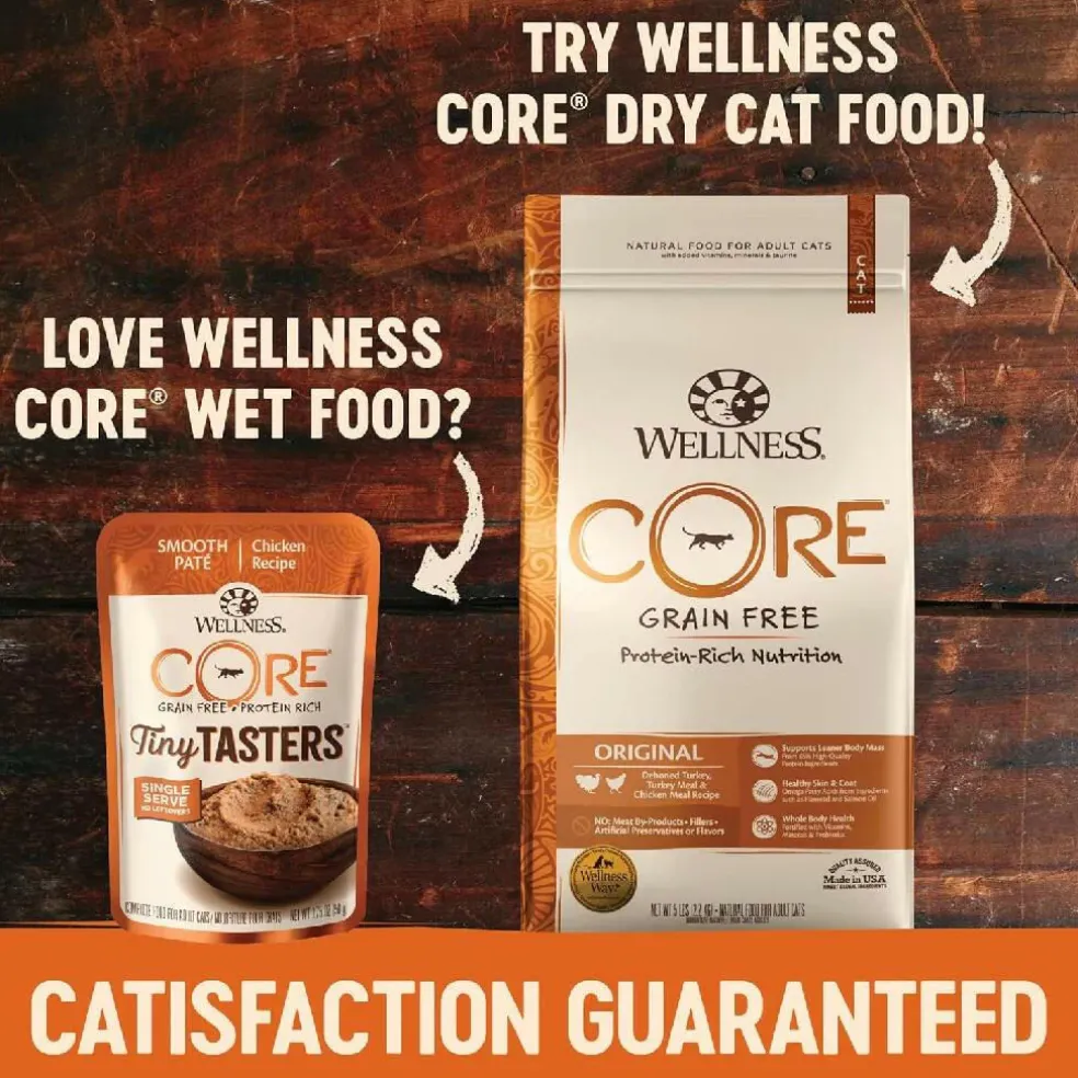 Wellness CORE Tiny Tasters Grain-Free Smooth Pate Chicken & Turkey Wet Food for Cats (1.75 oz x 12 pouches)