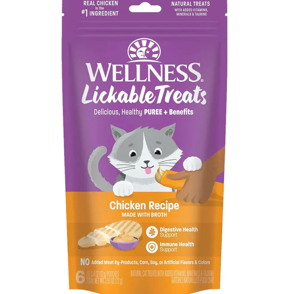 Wellness Lickable Treats Chicken Recipe Natural Treats for Cats, 2.5-oz
