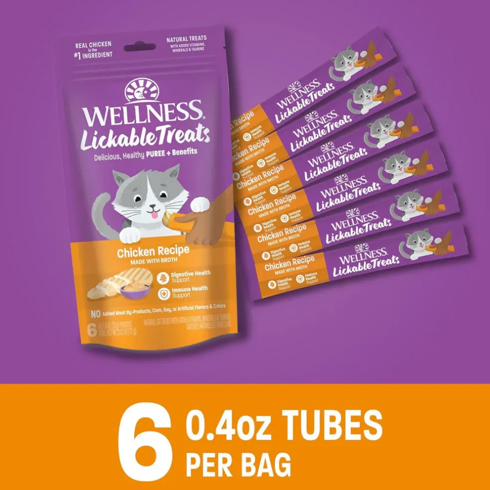 Wellness Lickable Treats Chicken Recipe Natural Treats for Cats, 2.5-oz