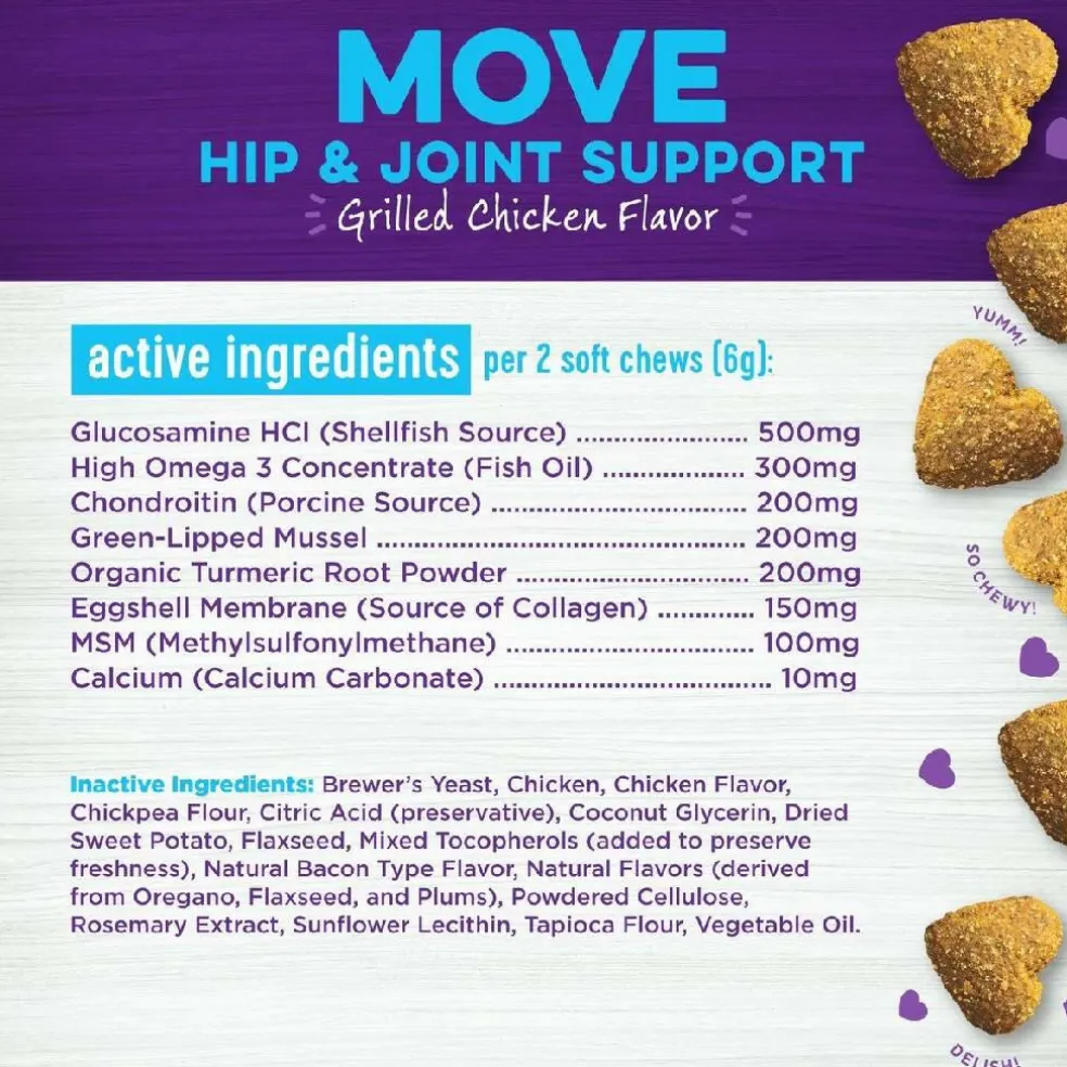 Wellness Move Hip & Joint Support Chicken Flavor Chew Supplement for Dogs