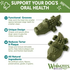 Whimzees by Wellness Alligator Natural Grain-Free Dental Chews For Small Breed Dogs (24 count)
