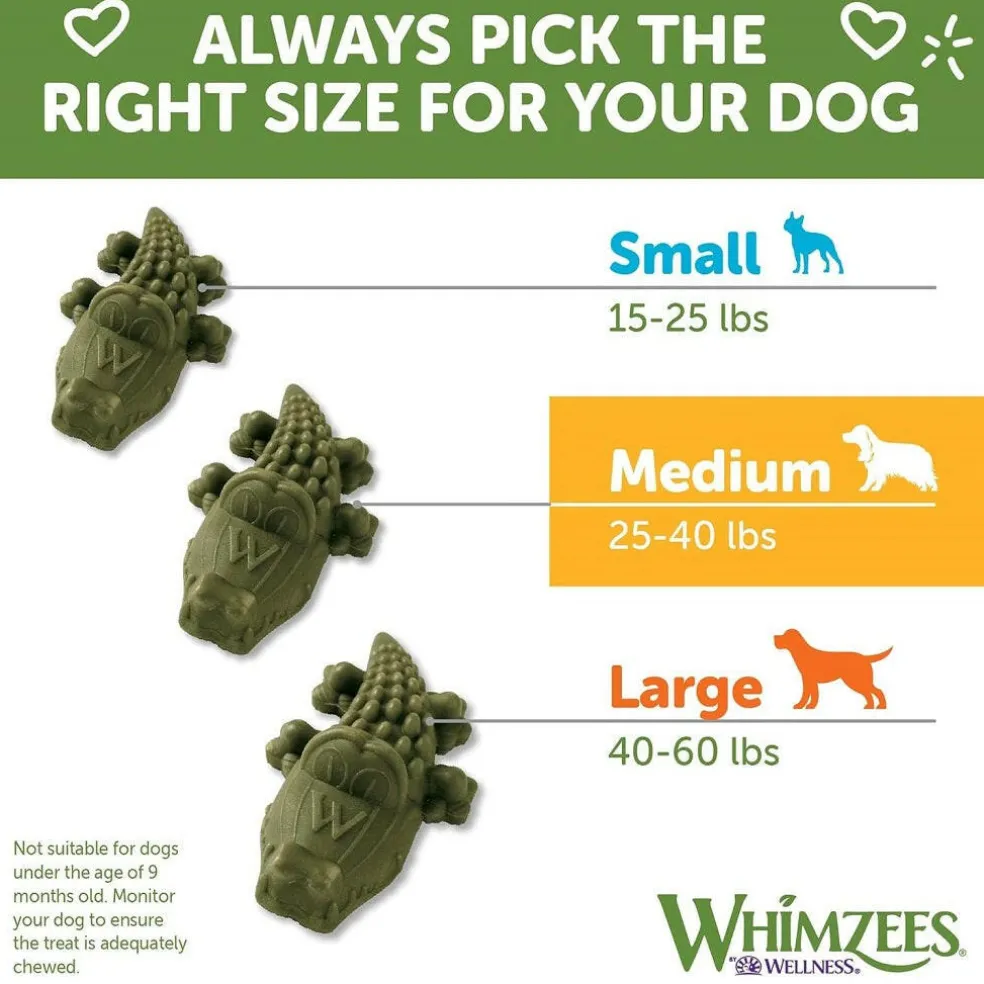 WHIMZEES by Wellness Alligator Natural Grain Free Dental Chews For Medium Dogs (12 pc)