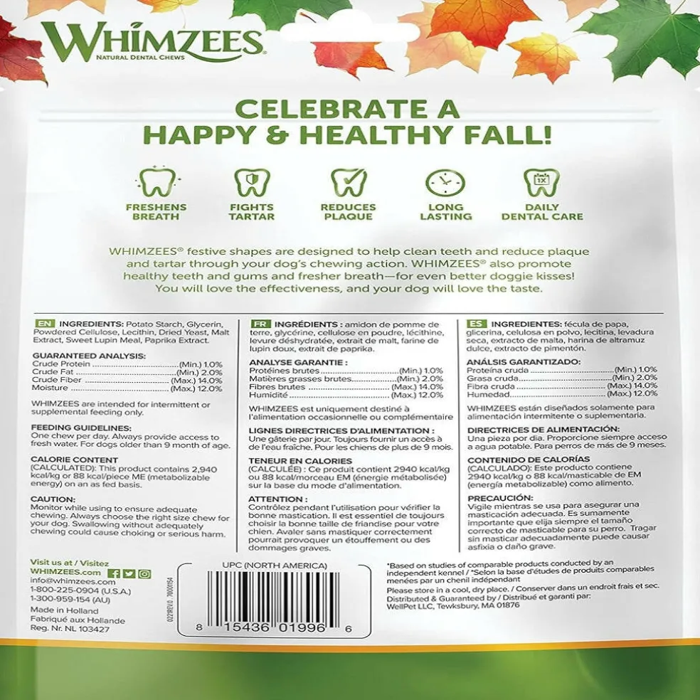Whimzees by Wellness Fall Value Bag Medium Dental Dog Chews (6.3 oz)