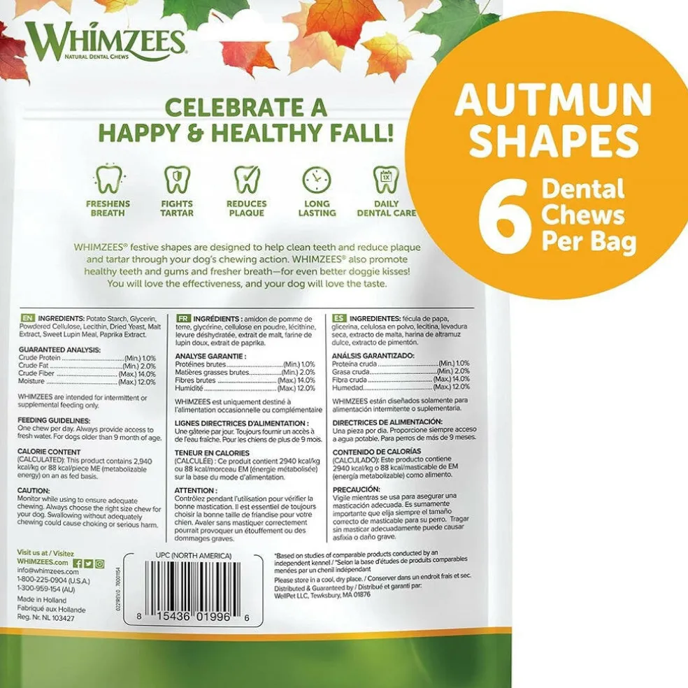 Whimzees by Wellness Fall Value Bag Medium Dental Dog Chews (6.3 oz)
