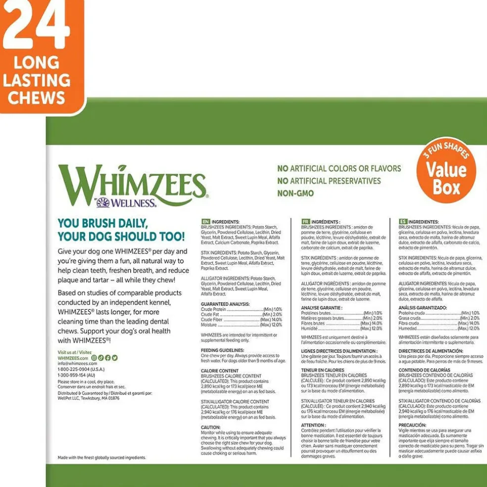 Whimzees by Wellness Natural Dental Value Box Treat For Large Dogs (24 count)