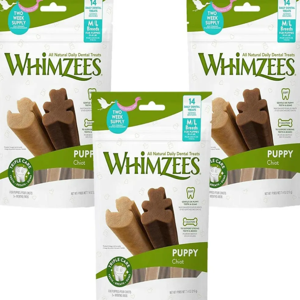 Whimzees by Wellness Natural Grain Free Dental Treats For Medium & Large Puppy (7.4 oz)