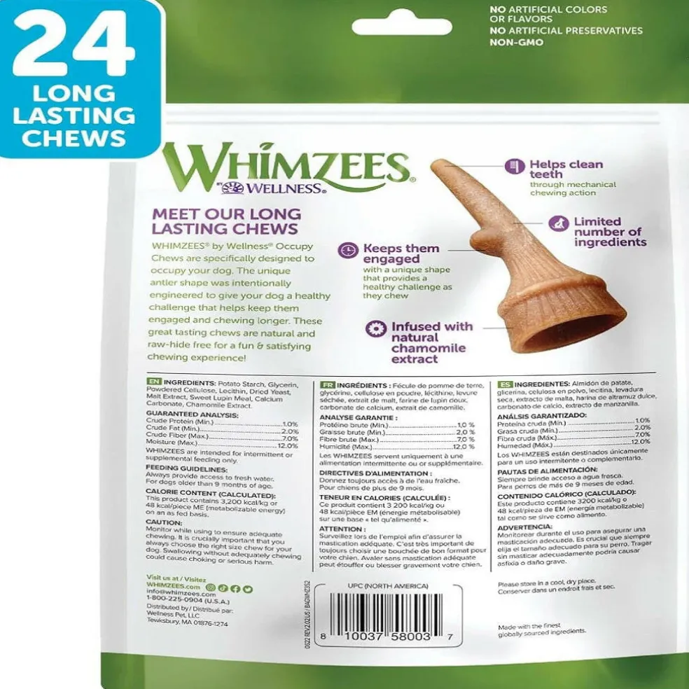 Whimzees by Wellness Occupy Antler Value Bag Natural Dental Chews For Small Dog (24 pc)