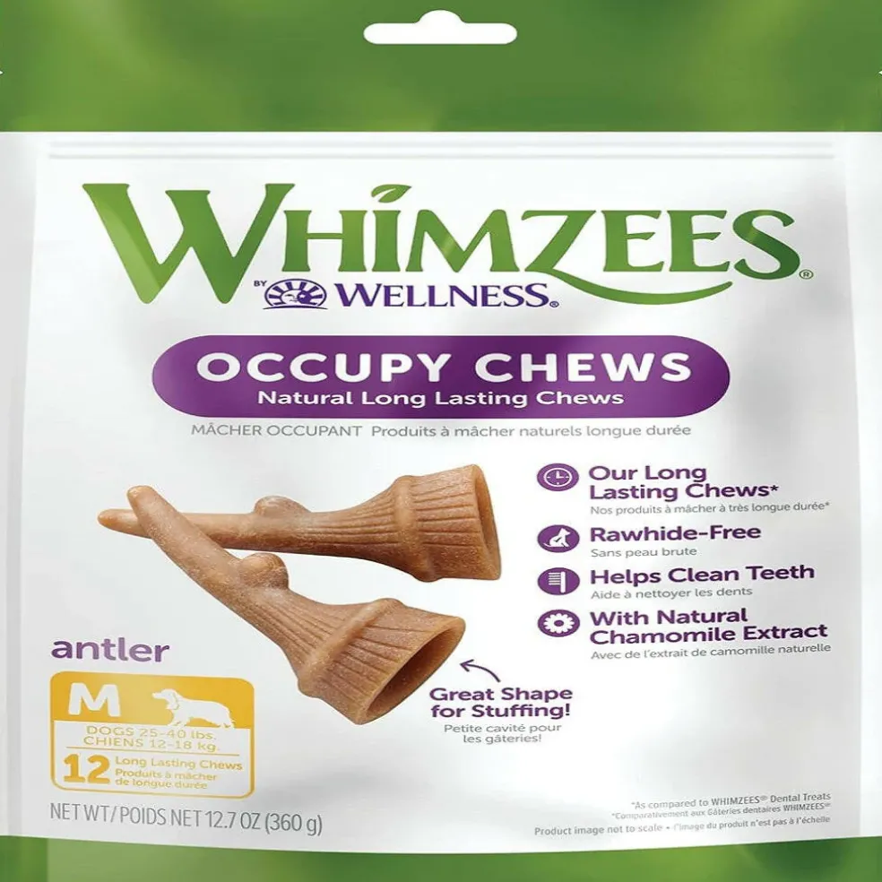 Whimzees by Wellness Occupy Antler Value Bag Treat For Medium Dog (12 pc)