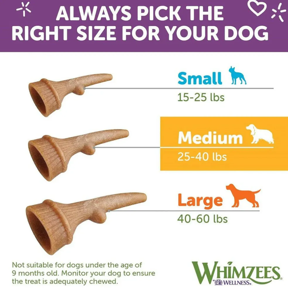 Whimzees by Wellness Occupy Antler Value Bag Treat For Medium Dog (12 pc)
