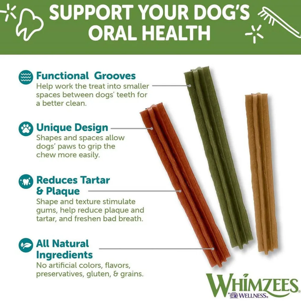 Whimzees by Wellness Stix Natural Grain Free Dental Chews For Medium Breed Dogs (14.8 oz)