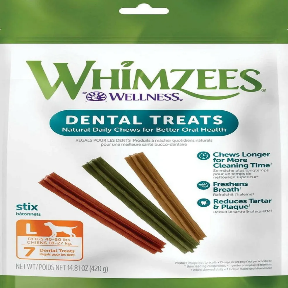 Whimzees by Wellness Stix Natural Grain-Free Dental Chews For Large Dogs (14.8 oz)