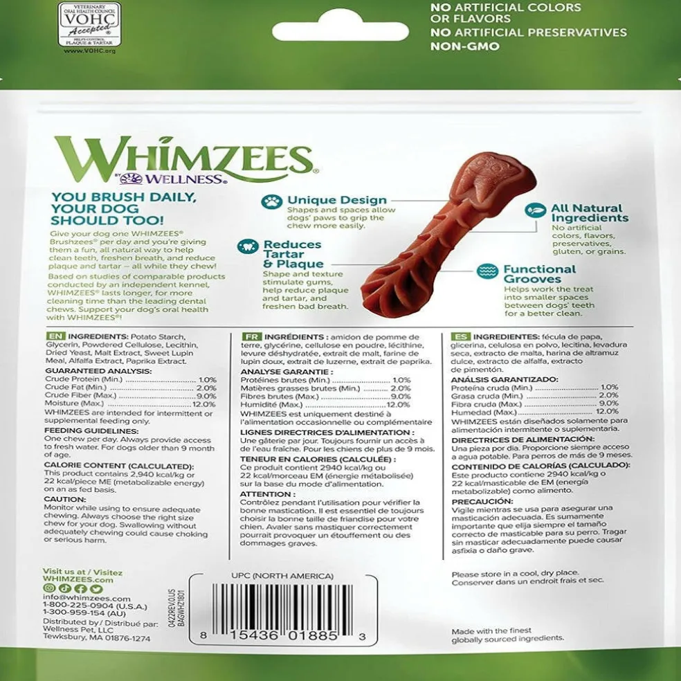 Whimzees Daily Use Pack Dental Treats For Dogs Extra Small Brushzees (7.4 oz)