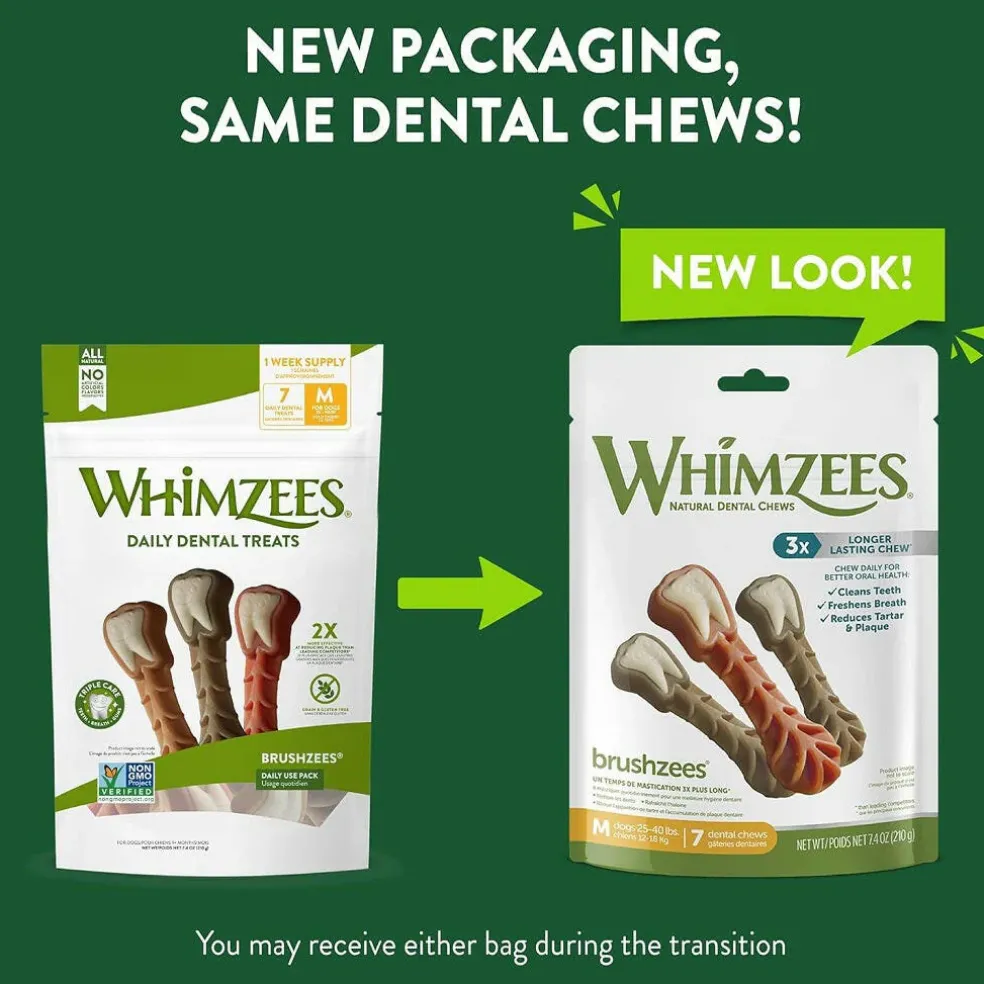 Whimzees Natural Grain Free Daily Dental Medium Dog Treats (7.4 oz)