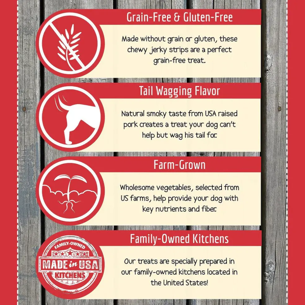 Wholesomes Bruno's Pork Grain Free Jerky Strips Moist Dog Treats