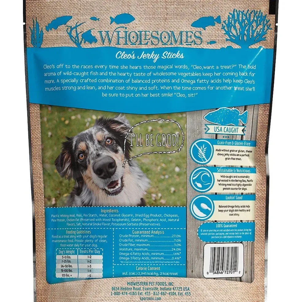 Wholesomes Cleo's Fish Grain Free Jerky Sticks Moist Dog Treats