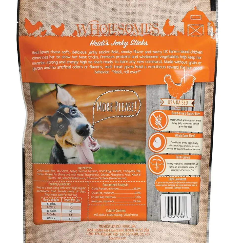 Wholesomes Heidi's Chicken Grain Free Jerky Sticks Moist Dog Treats