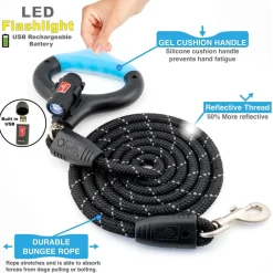 Wigzi Luna LED Reflective Rope Leash 6' Up to 250 lb Dog