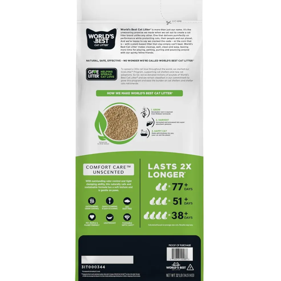 World's Best Cat Litter Comfort Care Unscented, 28 lbs