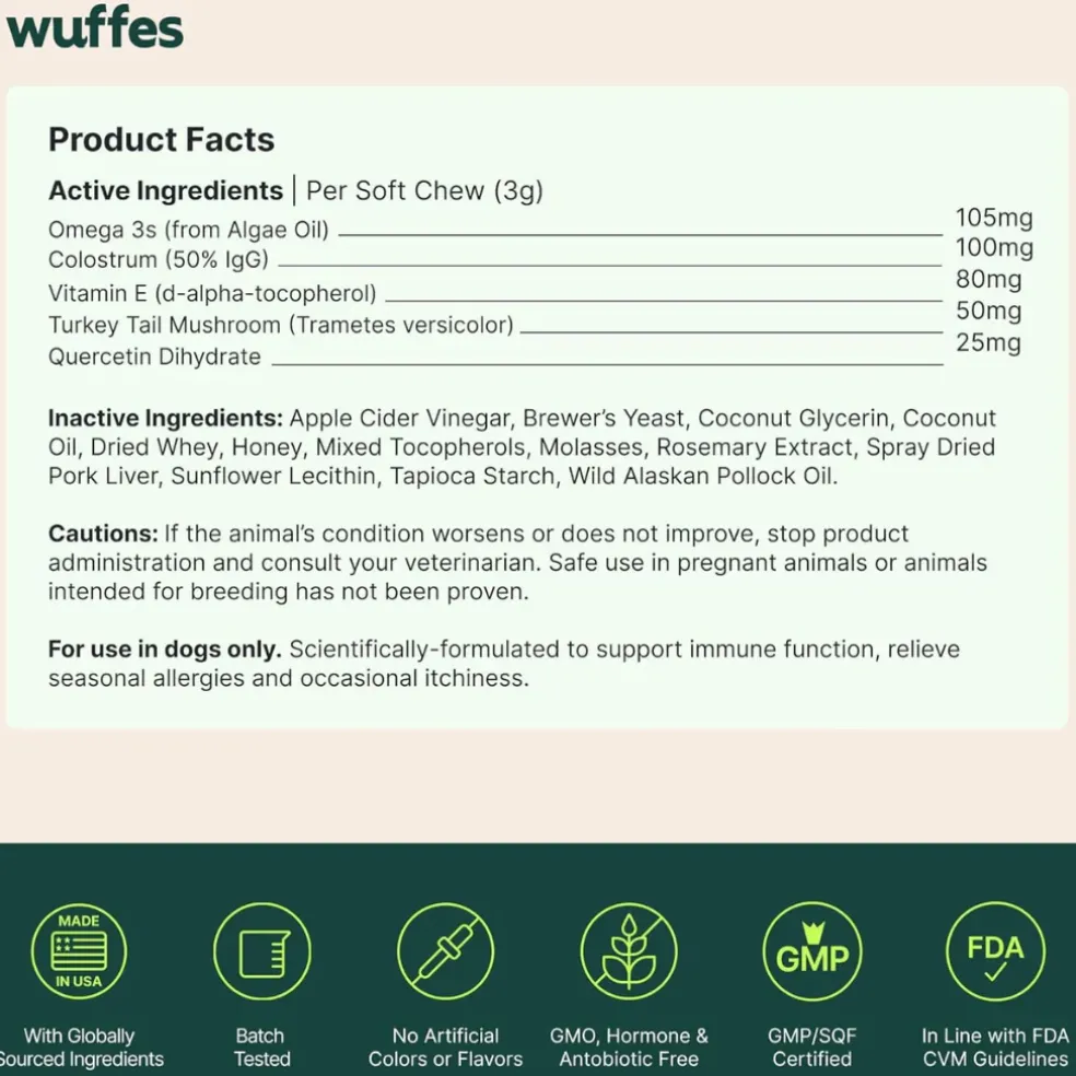 Wuffes Allergy & Itch Chews for Dogs (50 chews)