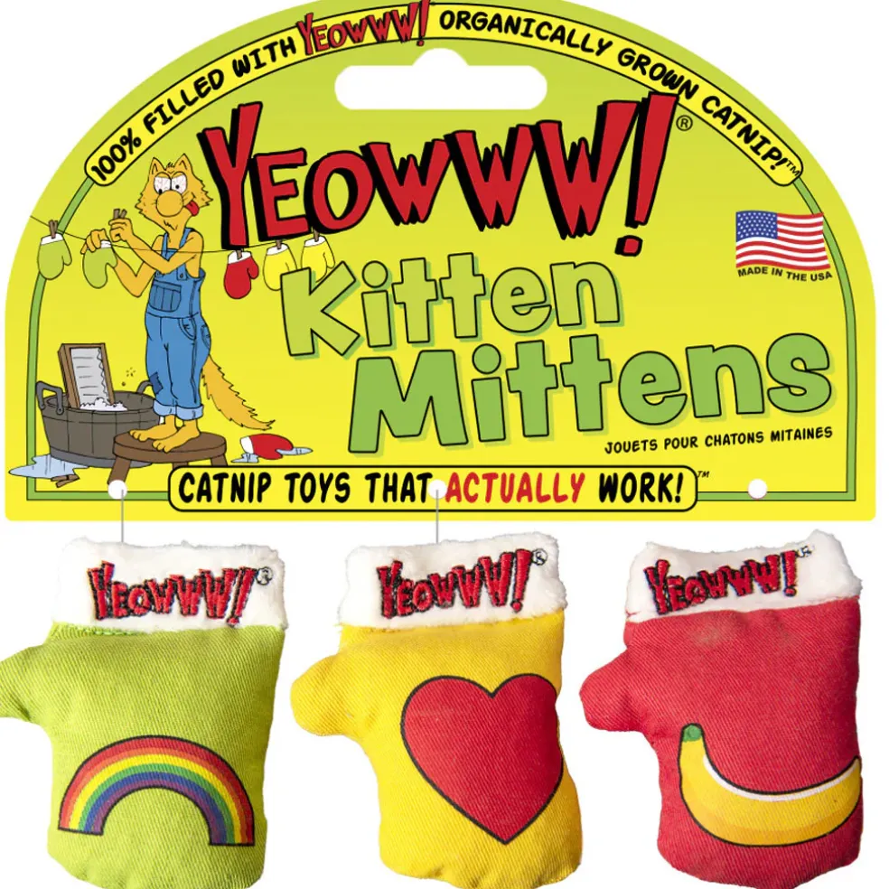Yeowww! Kitten Mittens Catnip Cat Toys, 3-pack