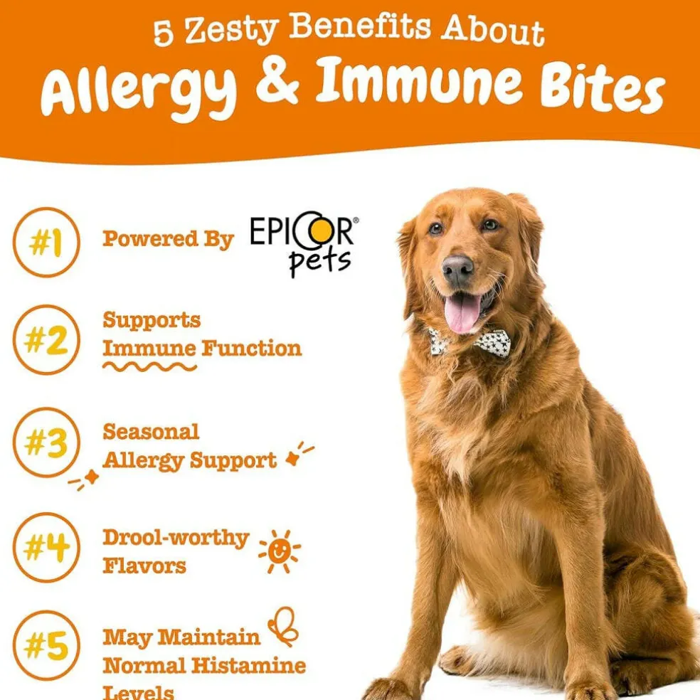 Zesty Paws Allergy & Immune Bites Peanut Butter Flavored Chews for Dogs (90ct)