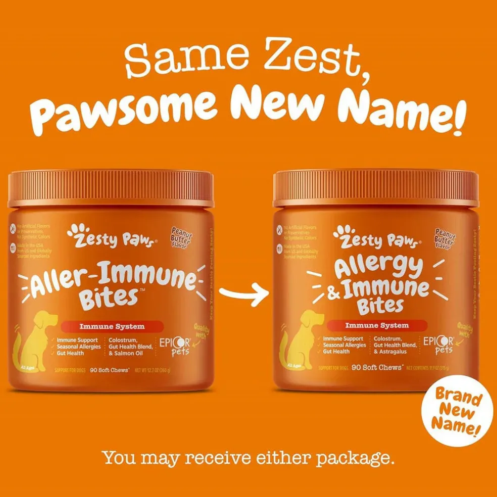 Zesty Paws Allergy & Immune Bites Peanut Butter Flavored Chews for Dogs (90ct)