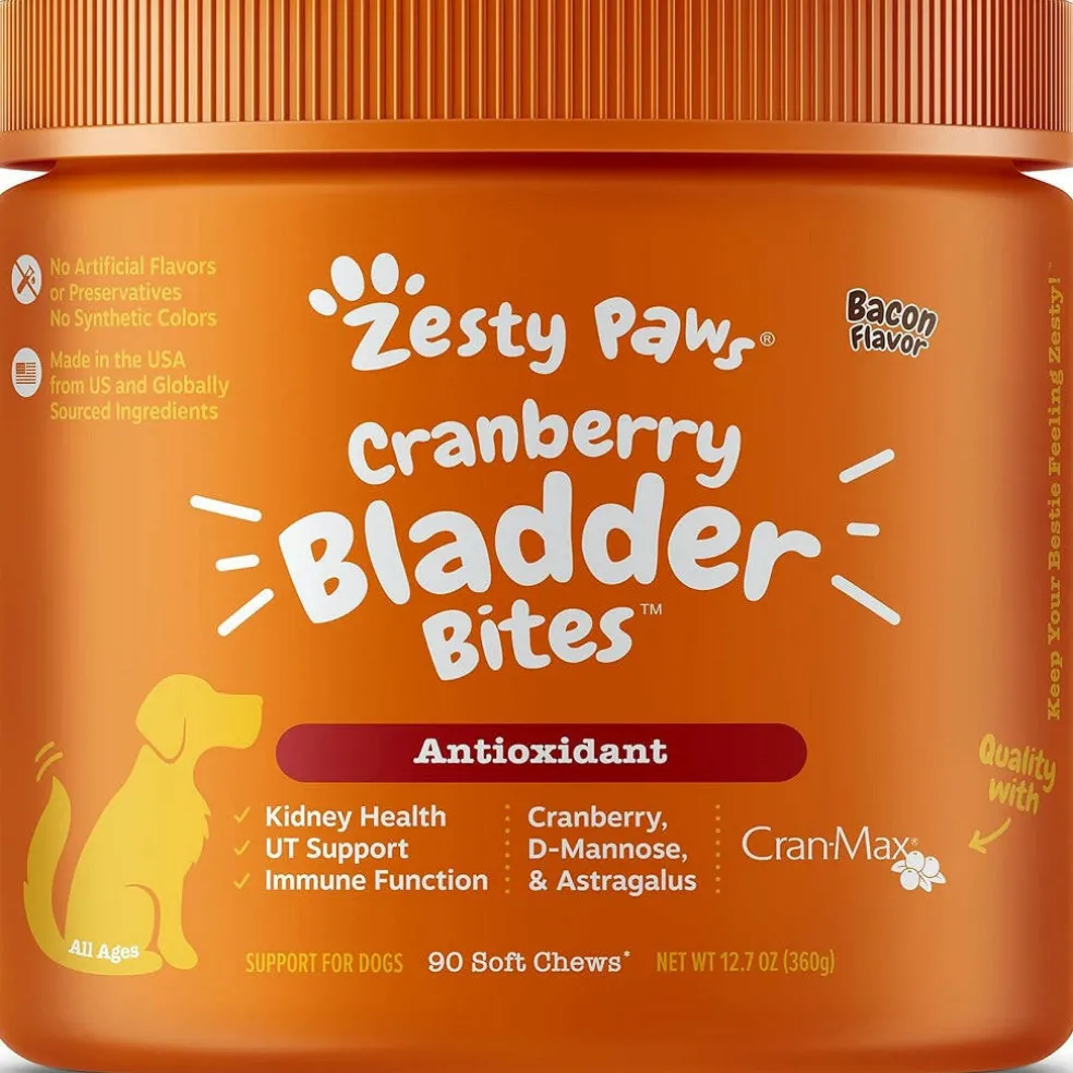 Zesty Paws Cranberry Bladder Bites Bacon Flavored Chews for Dogs (90 ct)
