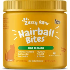 Zesty Paws Hairball Bites Salmon Flavored Chews for Cats (60 ct)