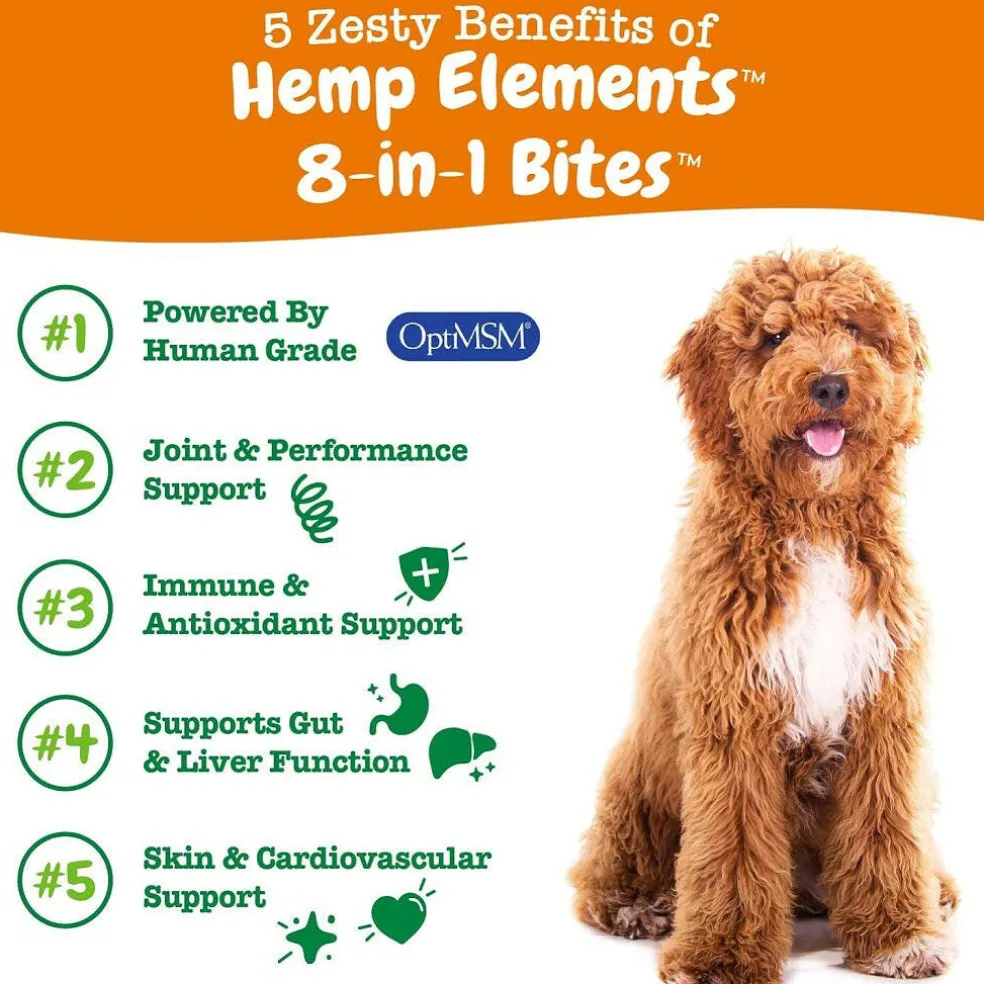 Zesty Paws Hemp Elements 8-in-1 Multifunctional Chicken Flavored Chews for Dogs (90 ct)