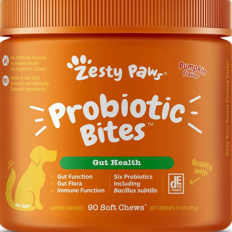 Zesty Paws Probiotic Bites Pumpkin Flavored Chews for Dogs (90 ct)