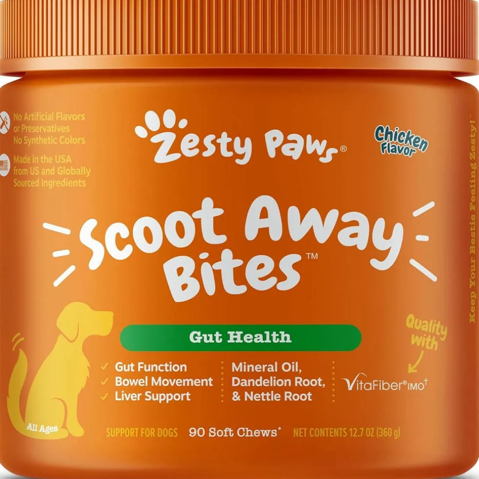 Zesty Paws Scoot Away Bites Chicken Flavored Digestive Chews for Dogs (90 ct)