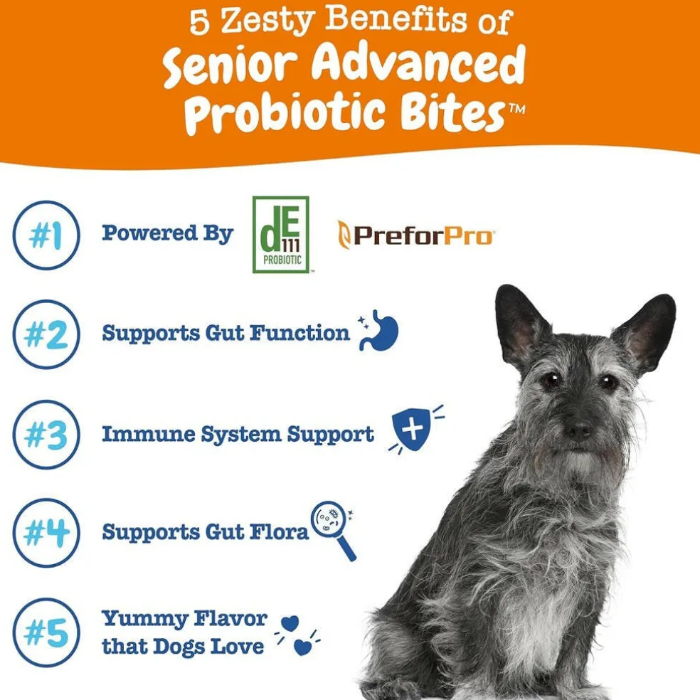 Zesty Paws Senior Advanced Probiotic Bites Chicken Flavored Chews for Dogs (90 ct)