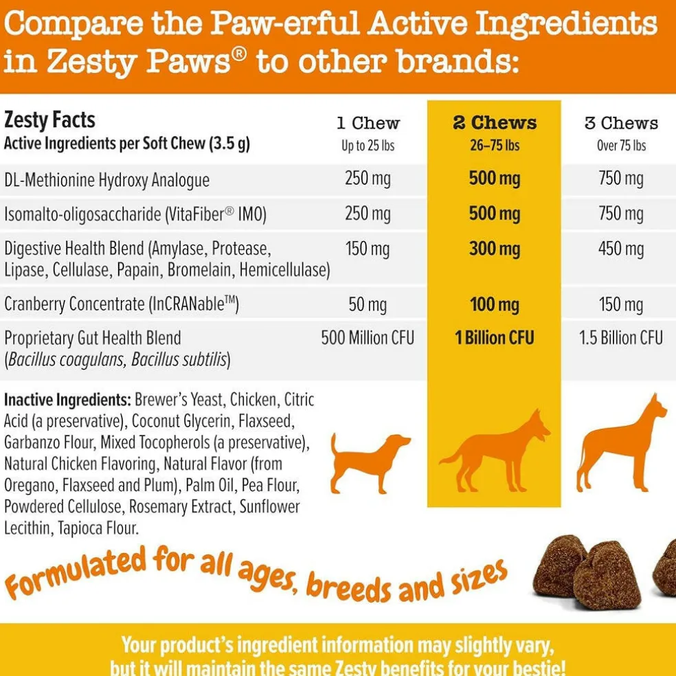 Zesty Paws Stay Green Bites Chicken Flavored Gut Health Chews for Dogs (90 ct)