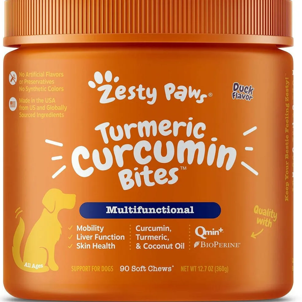 Zesty Paws Turmeric Curcumin Bites Duck Flavored Chews for Dog (90 ct)