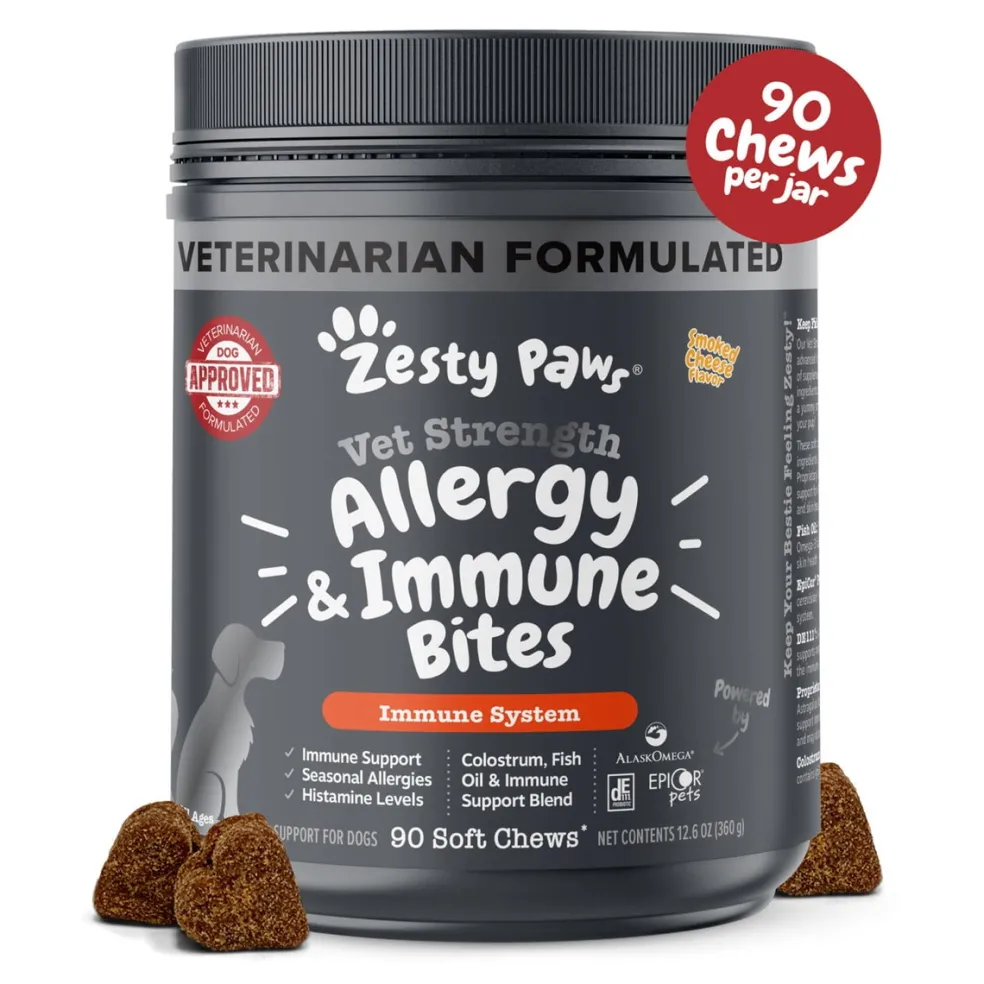 Zesty Paws Vet Strength Aller-Immune Bites Smoked Cheese Flavored Immune Support Chews for Dogs (90 ct)