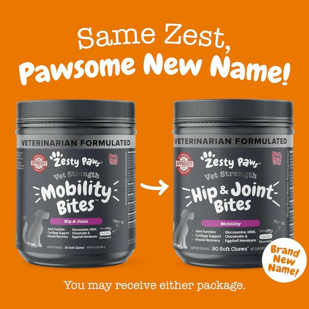 Zesty Paws Vet Strength Hip & Joint Mobility Bites Beef & Bacon Flavored chews for Dogs (90 ct)