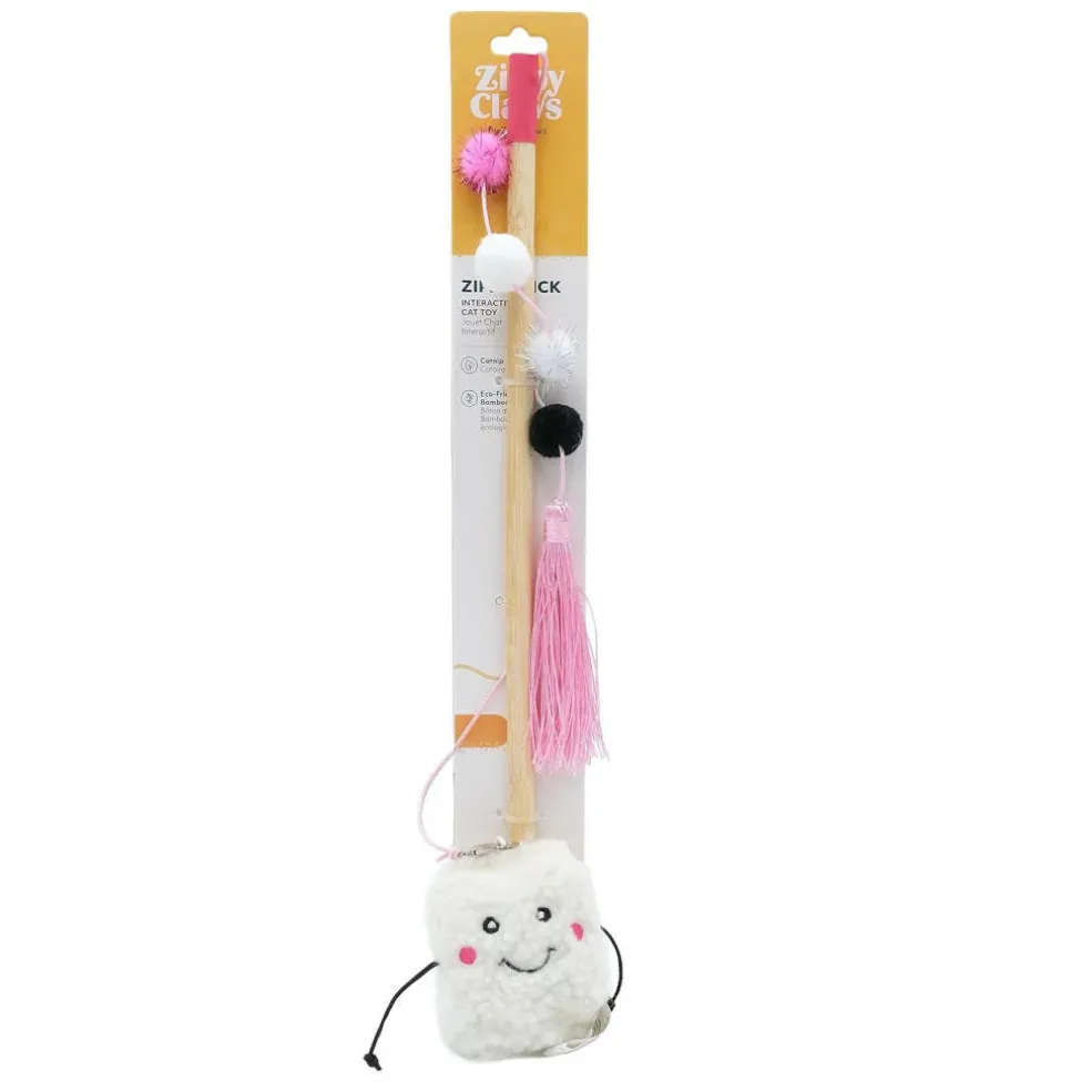 ZippyClaws Marshmallow ZippyStick Interactive Cat Toy Wand