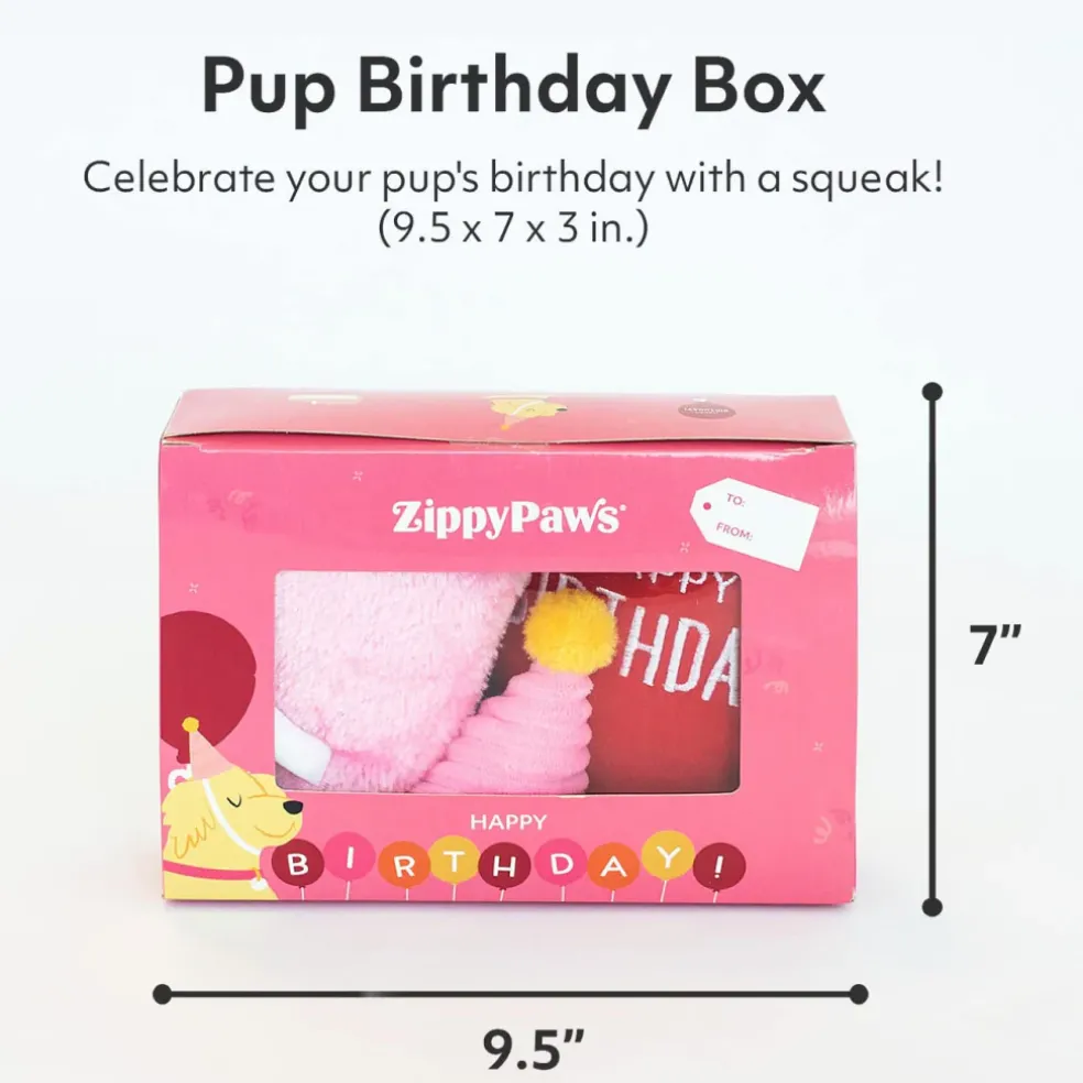 Zippy Paws Birthday Box Interactive Plush Toy for Dogs (3 pc)