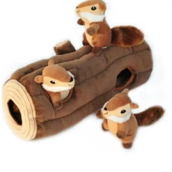 Zippy Paws Burrow Chipmunks 'n Log - Interactive Log Toy for Dogs