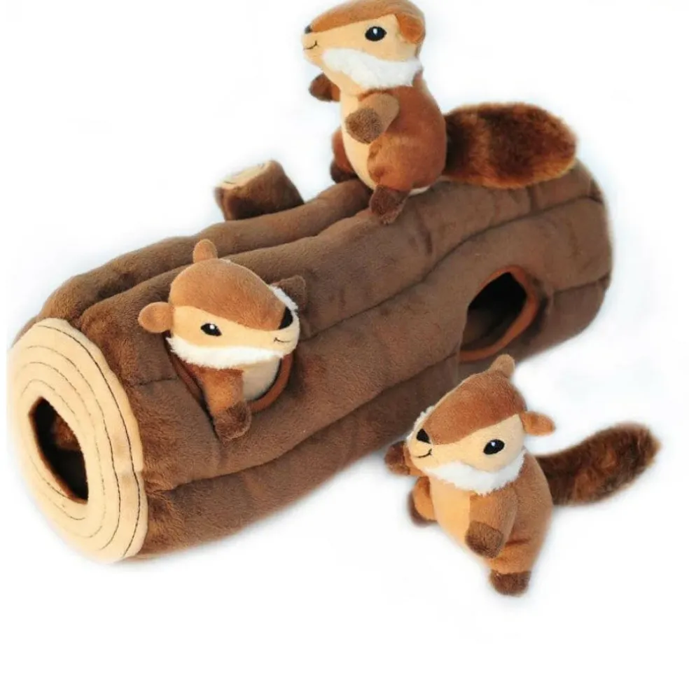 Zippy Paws Burrow Chipmunks 'n Log - Interactive Log Toy for Dogs