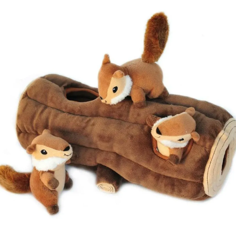 Zippy Paws Burrow Chipmunks 'n Log - Interactive Log Toy for Dogs