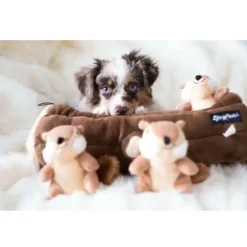 Zippy Paws Burrow Chipmunks 'n Log - Interactive Log Toy for Dogs