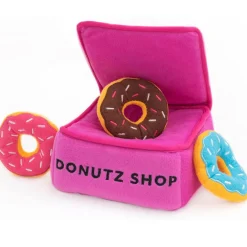 Zippy Paws Burrow Donutz Box Interactive Colorful Squeaky Toy for Dogs (Medium)