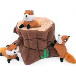 Zippy Paws Burrow Fox Stump Interactive Toy for Dogs (Extra Large)