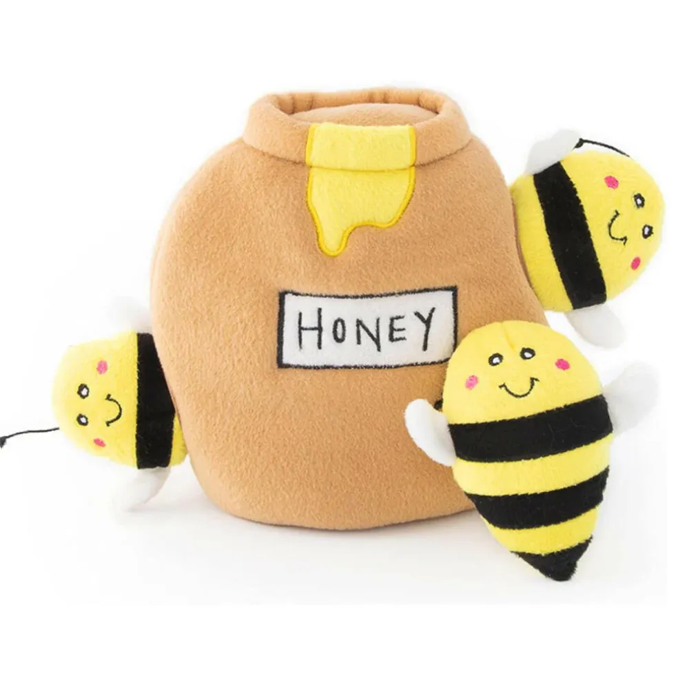Zippy Paws Burrow Honey Pot Interactive Plush Toy for Dogs (Large)