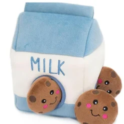 Zippy Paws Burrow Interactive Squeaky Hide and Seek Plush Milk and Cookies Toy for Dogs