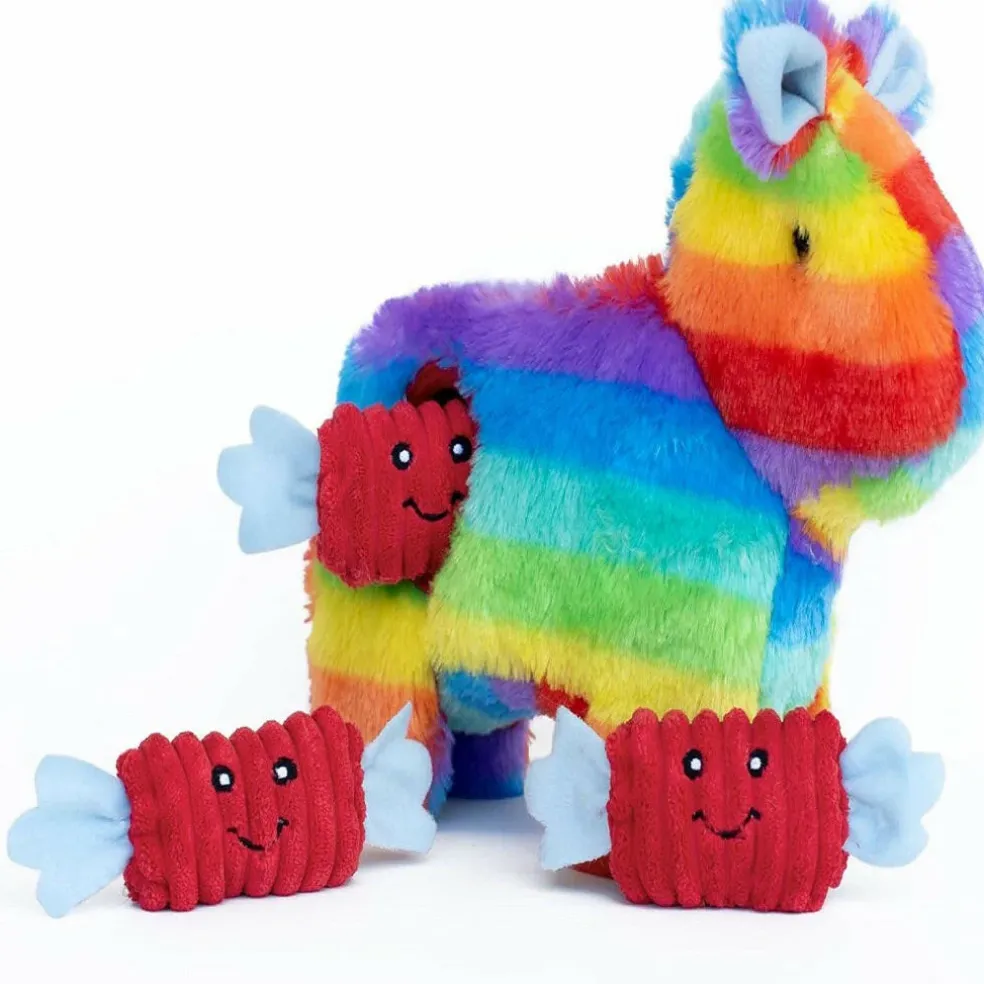Zippy Paws Burrow Piñata Rainbow Toy with Squeakers for Dogs (Medium)